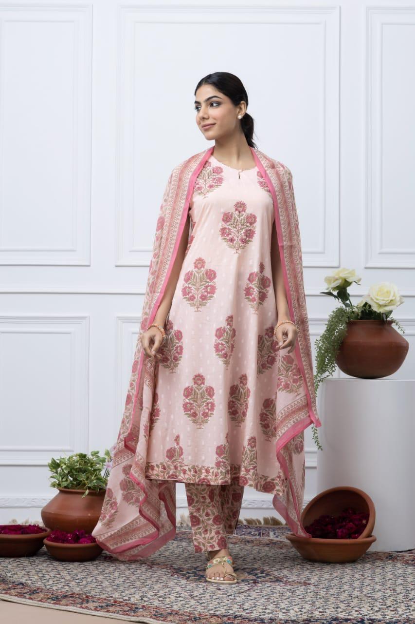 Lily pink jaipuri suit with beads work