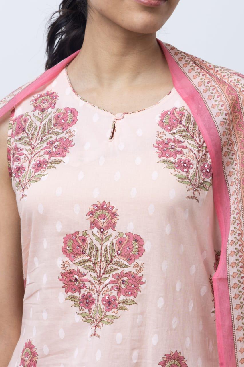 Lily pink jaipuri suit with beads work