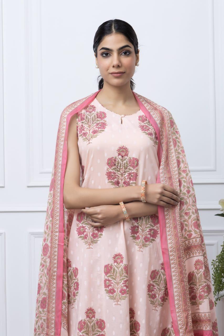 Lily pink jaipuri suit with beads work