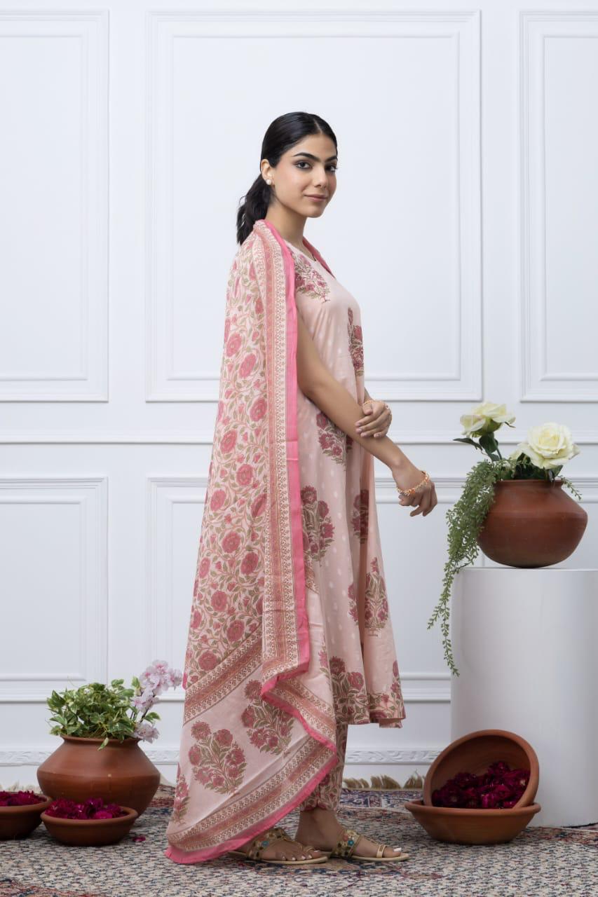 Lily pink jaipuri suit with beads work