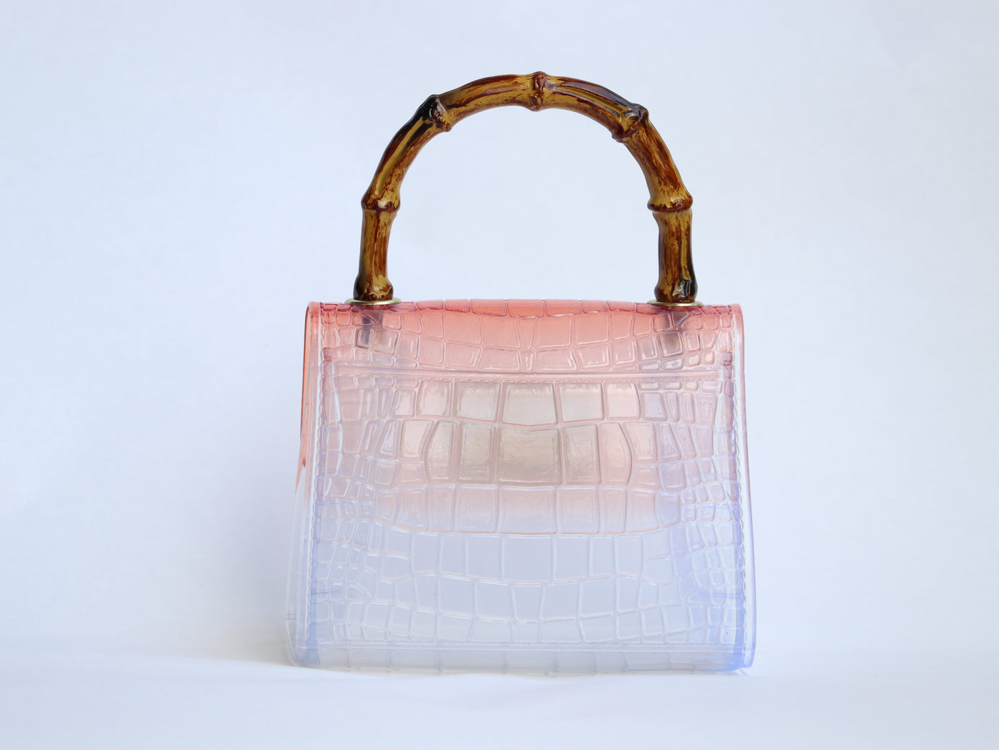 Lily Mini Rosewood Croc Handbag with Bamboo Handle