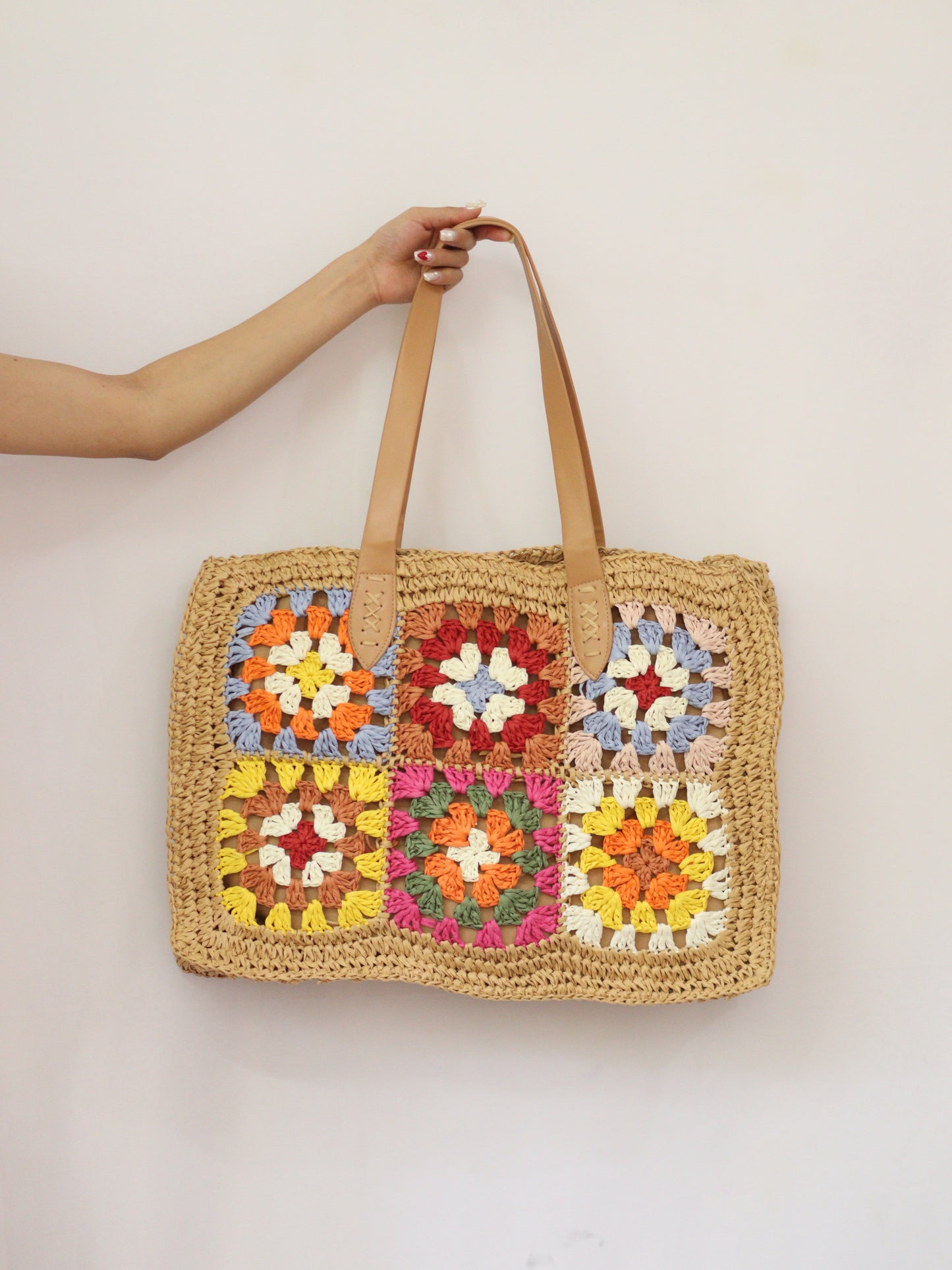 Lily Light Brown Floral Crochet Carryall