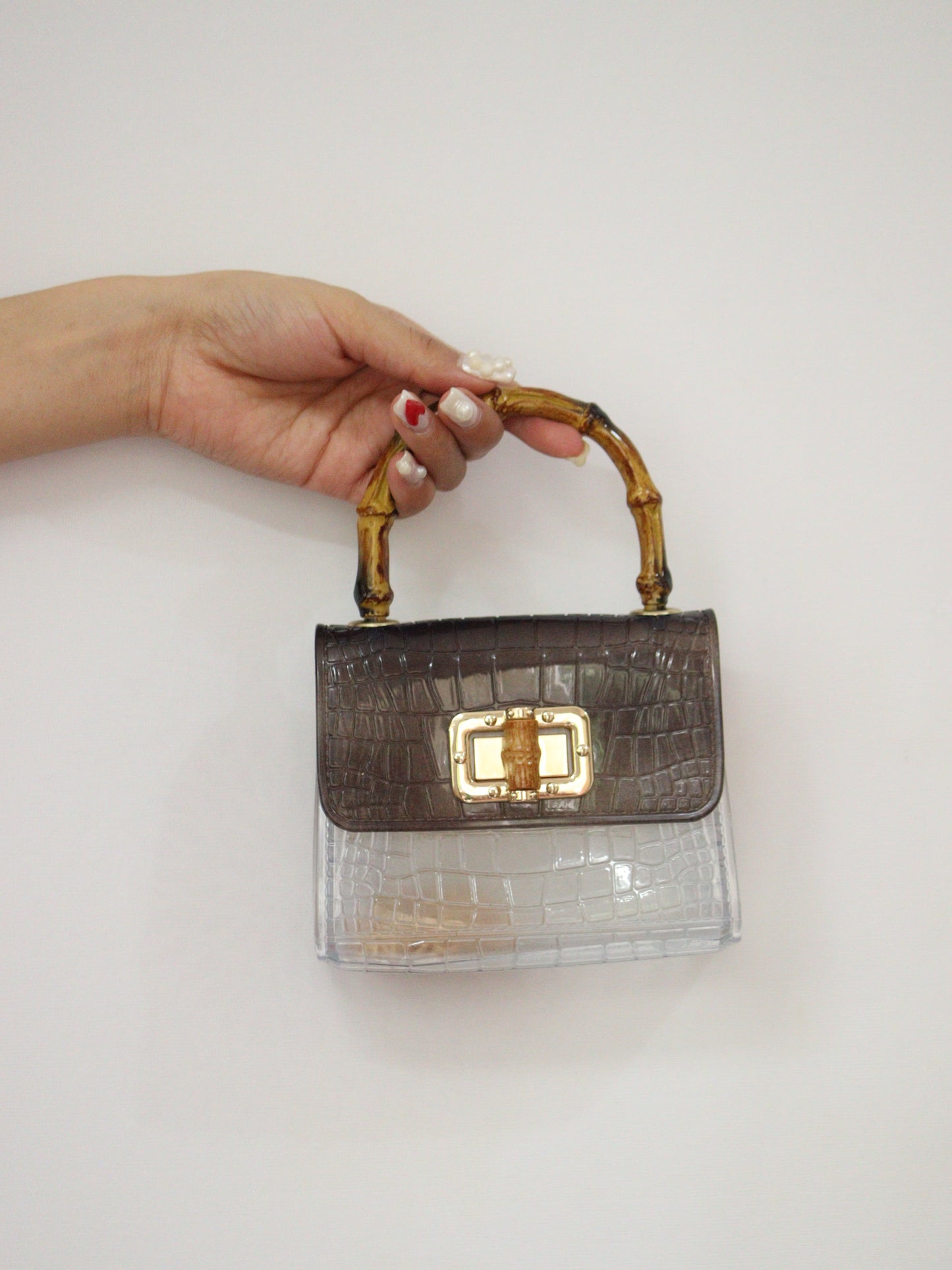 Lily Mini Croc Handbag with Bamboo Handle